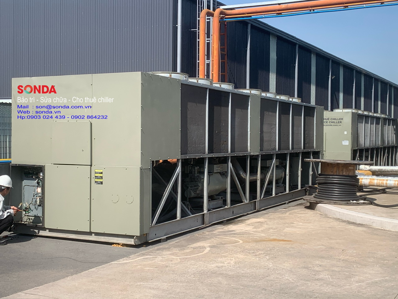 Cho thuê chiller giải nhiệt gió